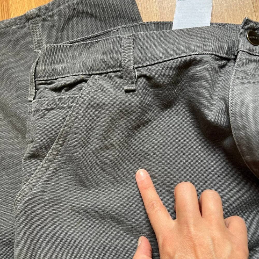 Carhartt B111 GVL Flannel Lined Dungaree Work Pants Gray Mens 38x32 Fits 38x31